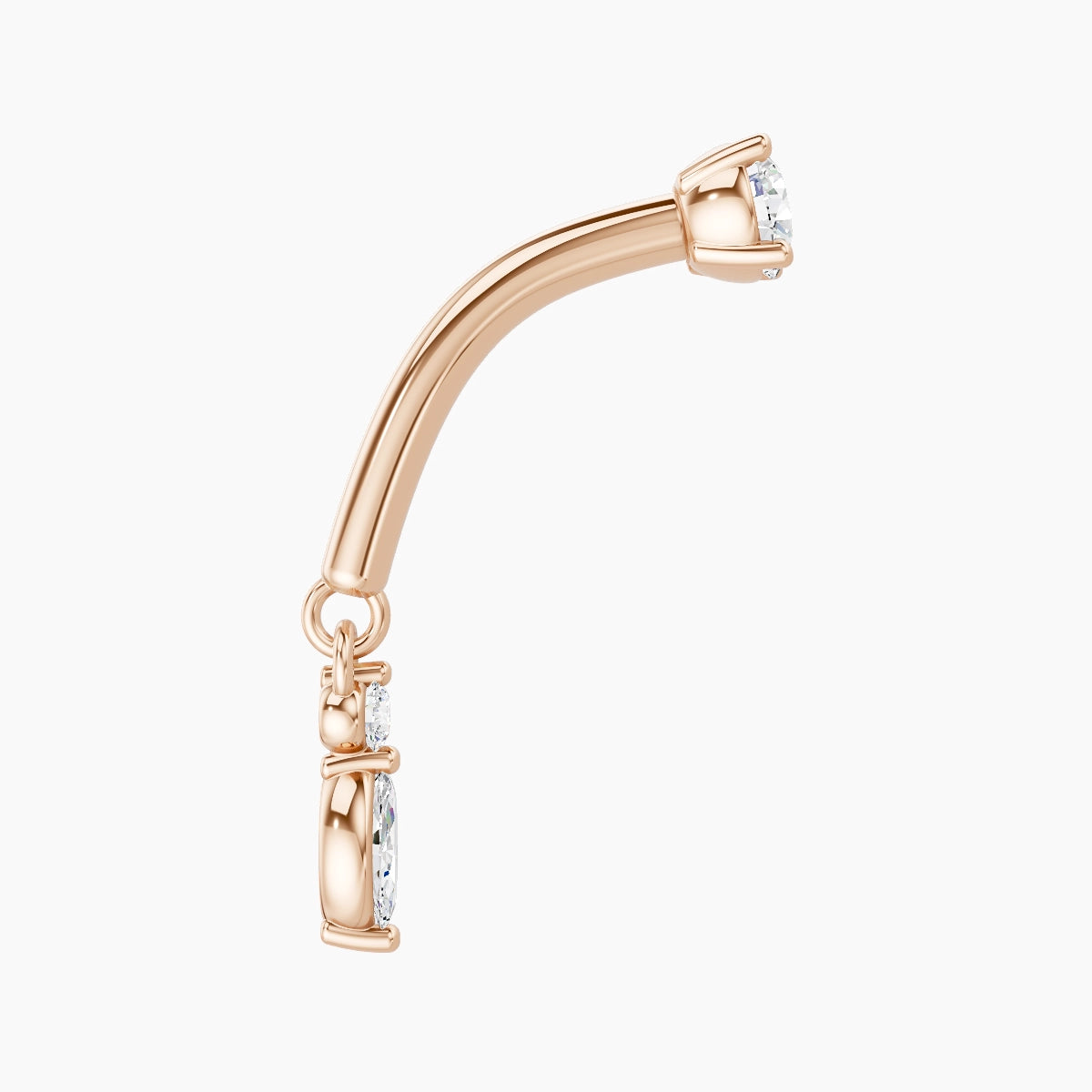 Thea | 18k Rose Gold 8 mm Diamond Rook Piercing