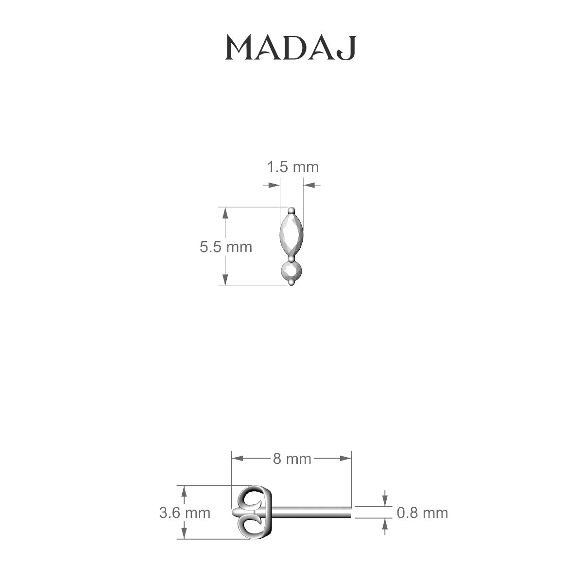 Thea | 18k Yellow Gold 5.5 mm Diamond Earring