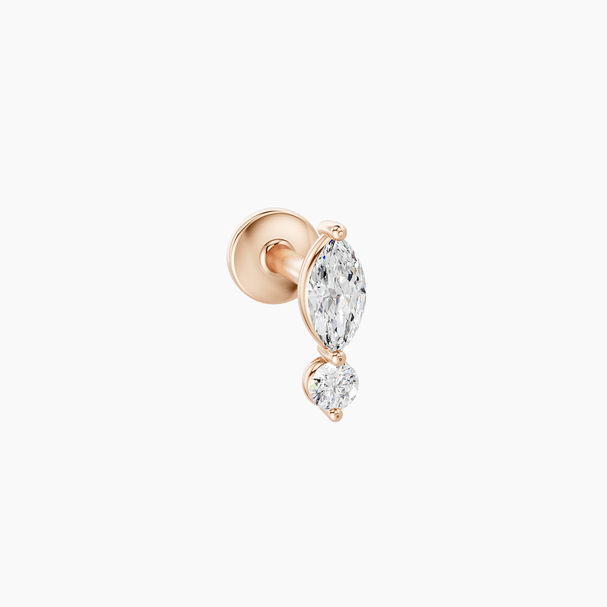 Thea | 18k Rose Gold 7 mm 5 mm Diamond Nose Piercing