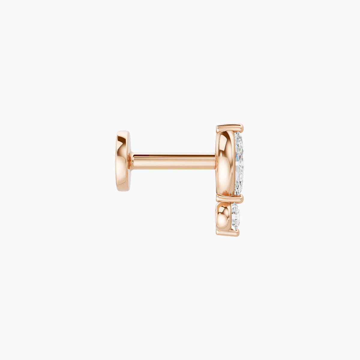 Thea | 18k Rose Gold 7 mm 5 mm Diamond Nose Piercing