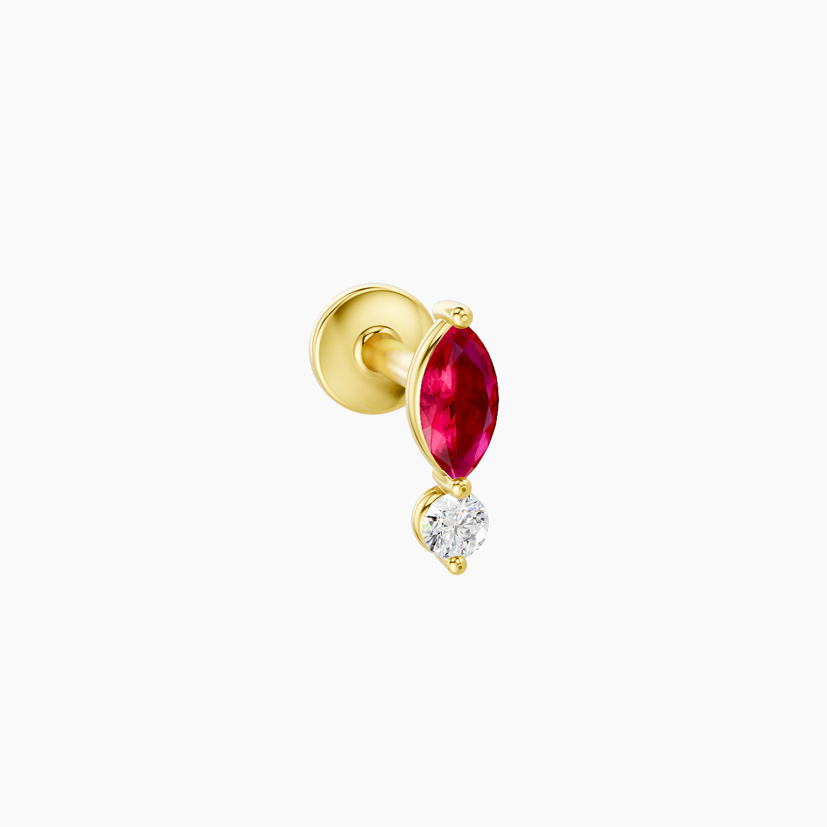 Thea | 18k Yellow Gold 5 mm 7 mm Ruby & Diamond Nose Piercing