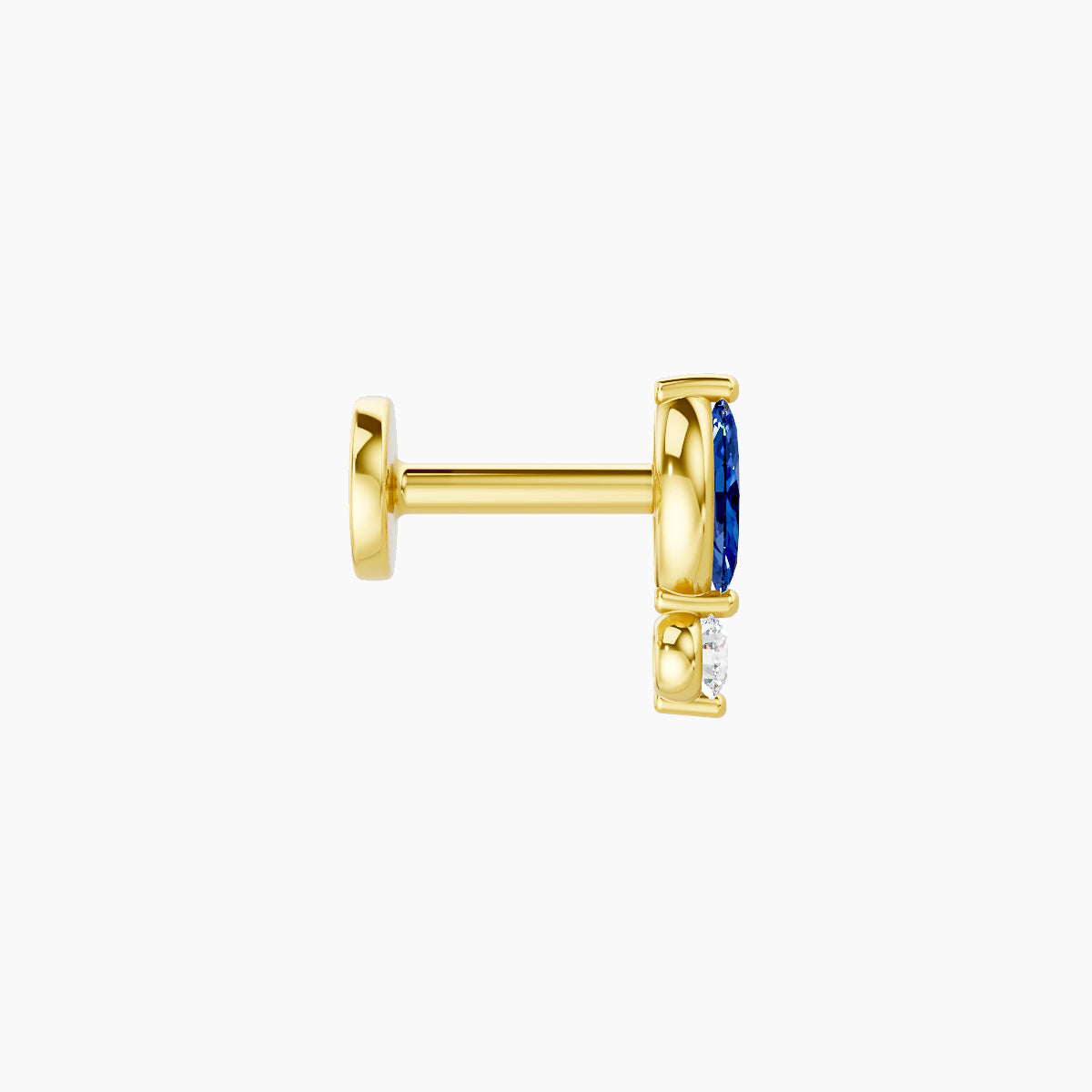 Thea | 18k Yellow Gold 5 mm 7 mm Sapphire & Diamond Nose Piercing