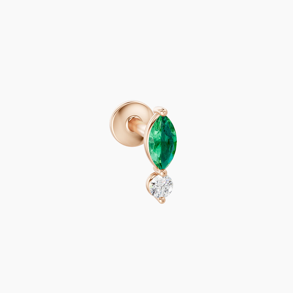 Thea | 18k Rose Gold 5 mm 7 mm Emerald & Diamond Piercing