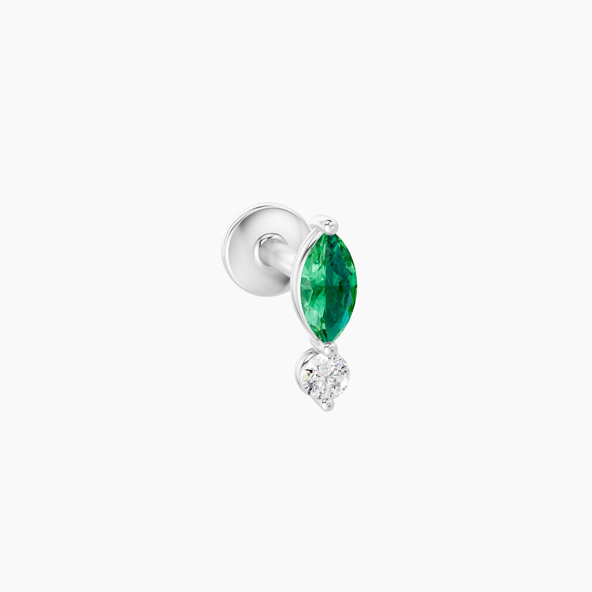 Thea | 18k White Gold 5 mm 7 mm Emerald & Diamond Piercing