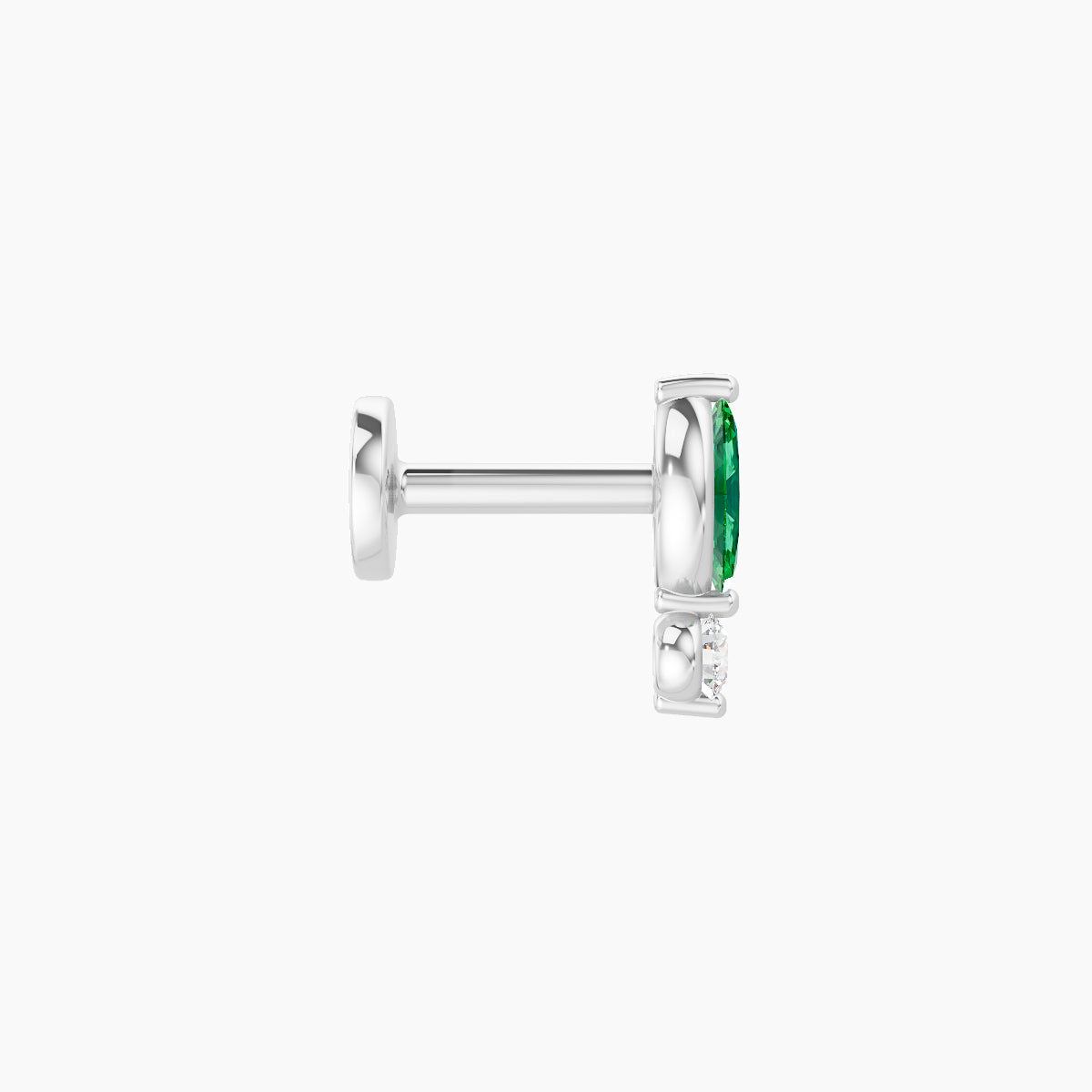 Thea | 18k White Gold 5 mm 7 mm Emerald & Diamond Piercing