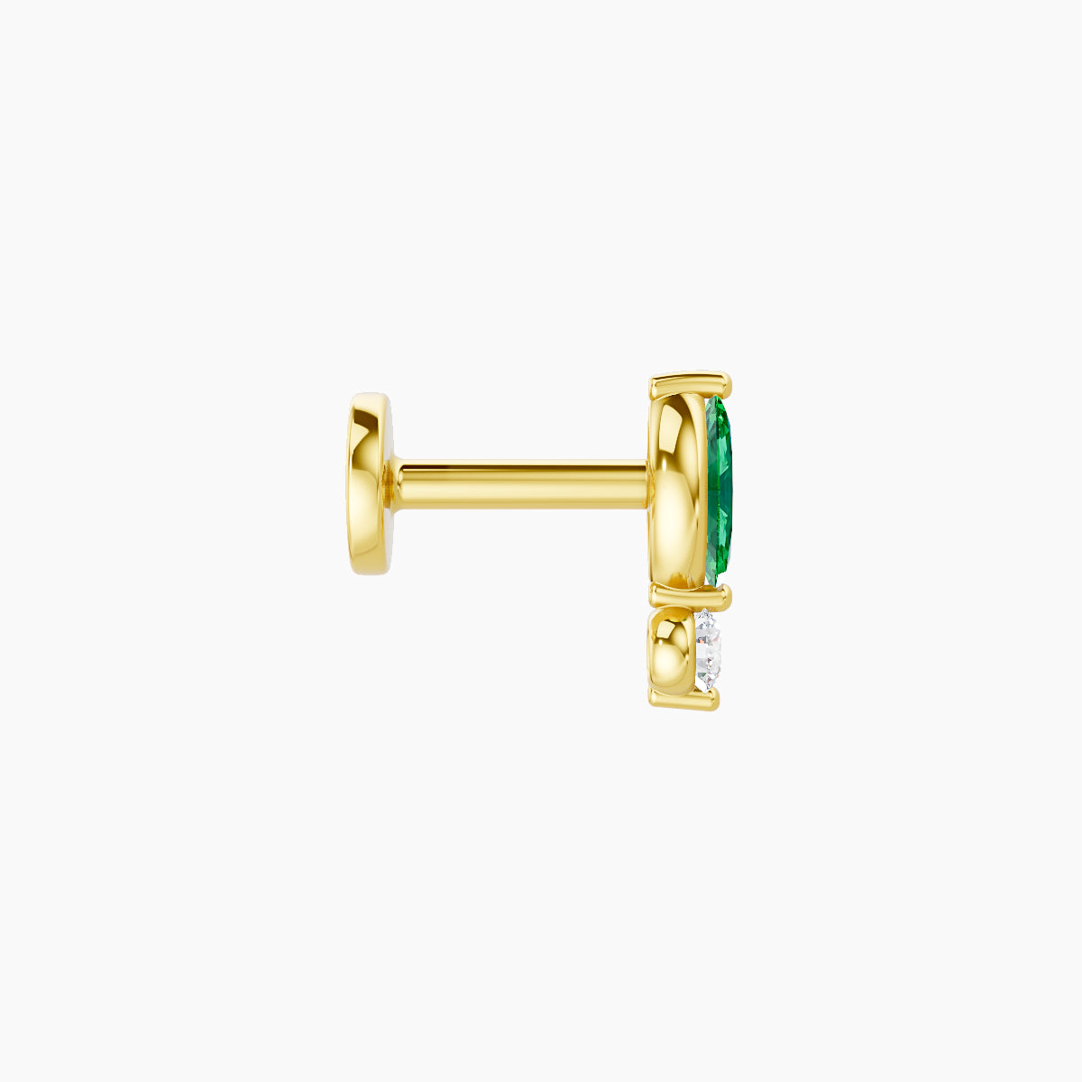 Thea | 18k Yellow Gold 5 mm 7 mm Emerald & Diamond Piercing