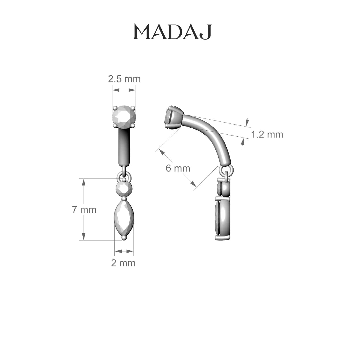 Thea | 18k Rose Gold 6 mm Diamond Rook Piercing