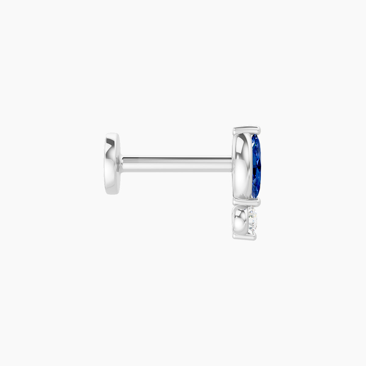 Thea | 18k White Gold 6.5 mm 7 mm Sapphire & Diamond Nose Piercing