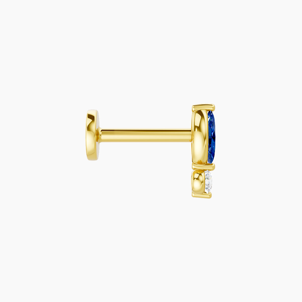 Thea | 18k Yellow Gold 6.5 mm 7 mm Sapphire & Diamond Nose Piercing