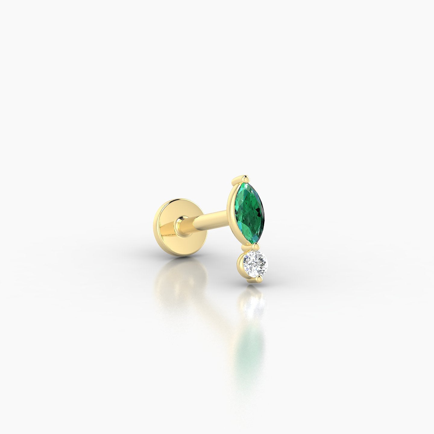Thea | 18k Yellow Gold 6.5 mm 7 mm Emerald & Diamond Nose Piercing