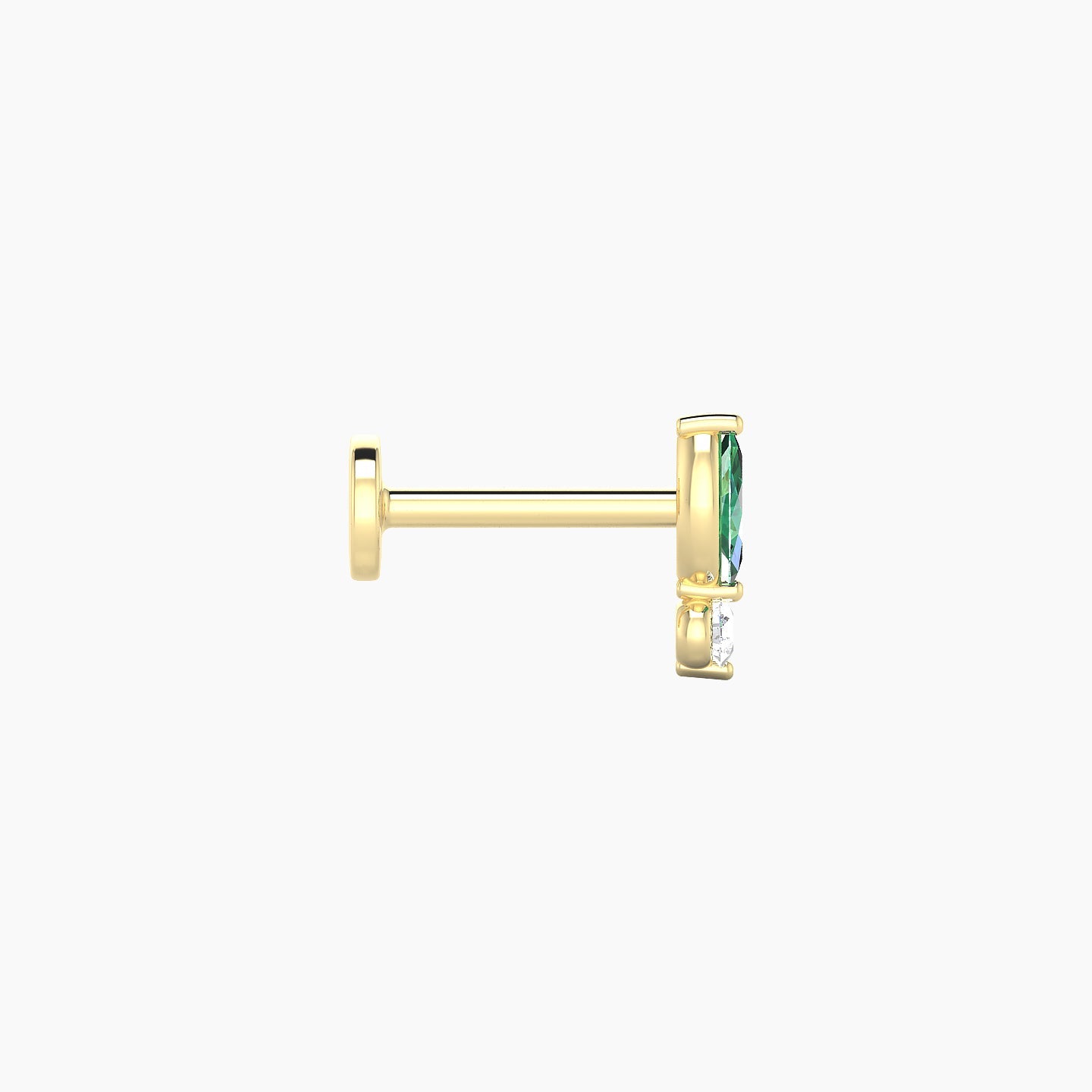 Thea | 18k Yellow Gold 6.5 mm 7 mm Emerald & Diamond Nose Piercing