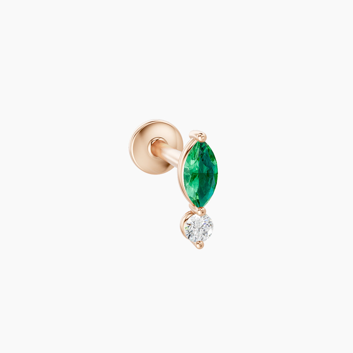 Thea | 18k Rose Gold 6.5 mm 7 mm Emerald & Diamond Piercing