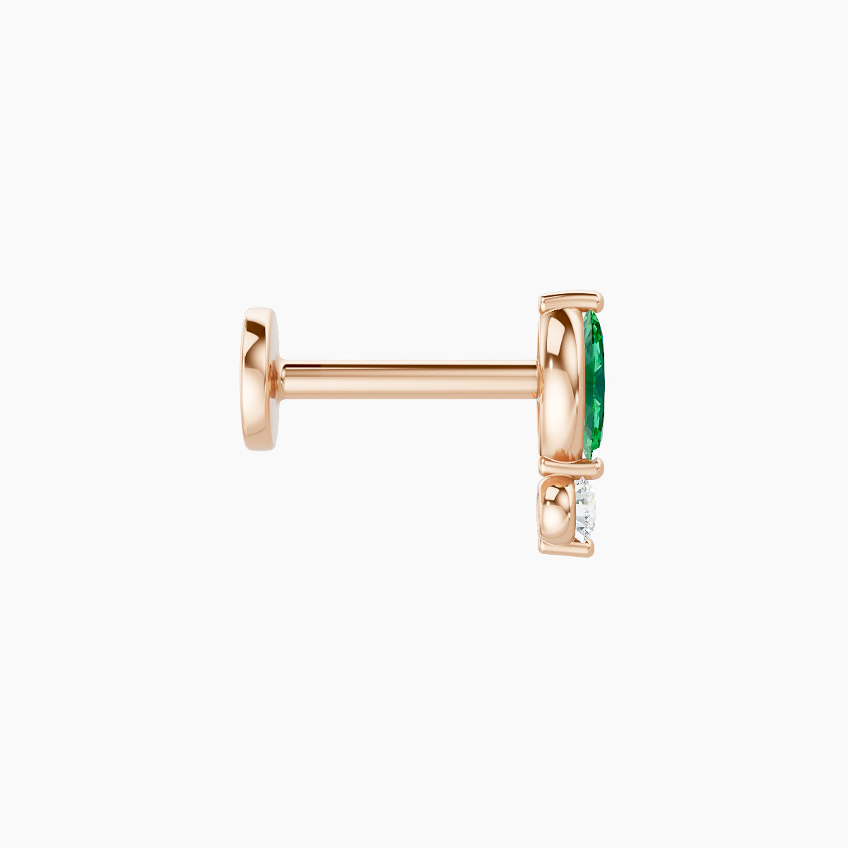 Thea | 18k Rose Gold 6.5 mm 7 mm Emerald & Diamond Piercing