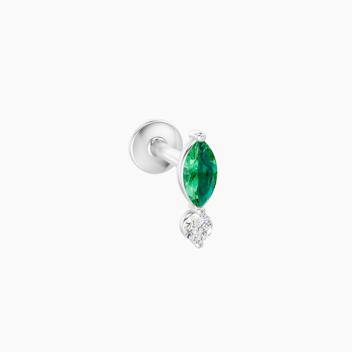 Thea | 18k White Gold 6.5 mm 7 mm Emerald & Diamond Piercing