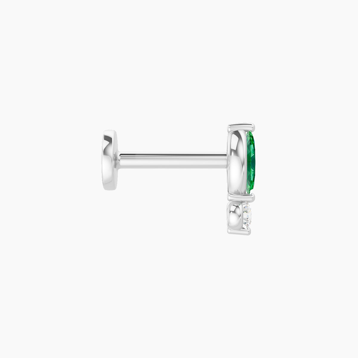 Thea | 18k White Gold 6.5 mm 7 mm Emerald & Diamond Piercing