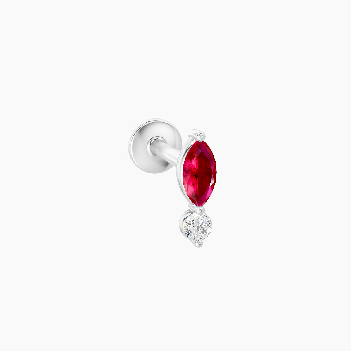 Thea | 18k White Gold 6.5 mm 7 mm Ruby & Diamond Piercing