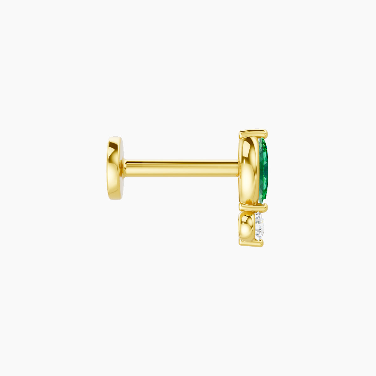 Thea | 18k Yellow Gold 6.5 mm 7 mm Emerald & Diamond Piercing