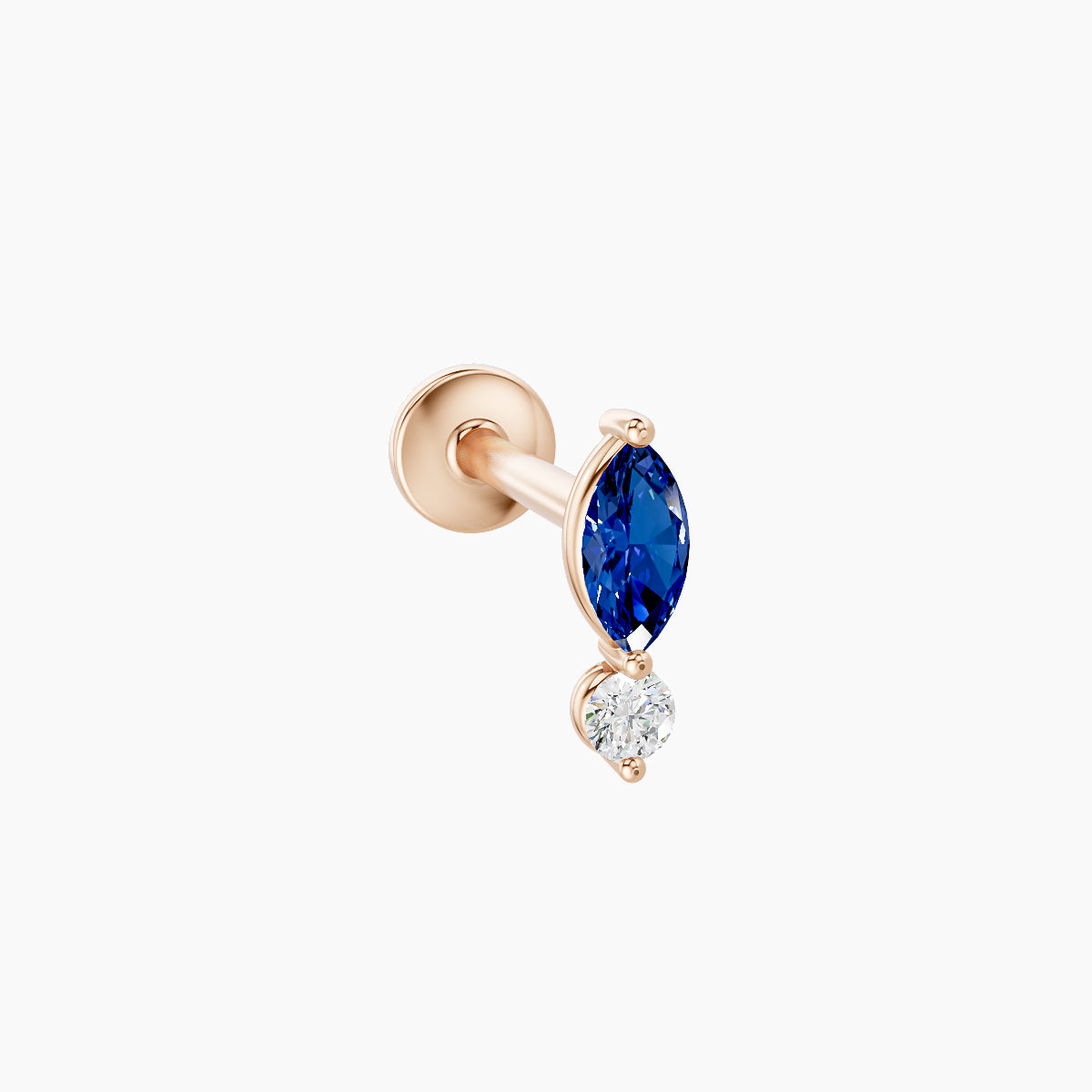 Thea | 18k Rose Gold 8 mm 7 mm Sapphire & Diamond Nose Piercing
