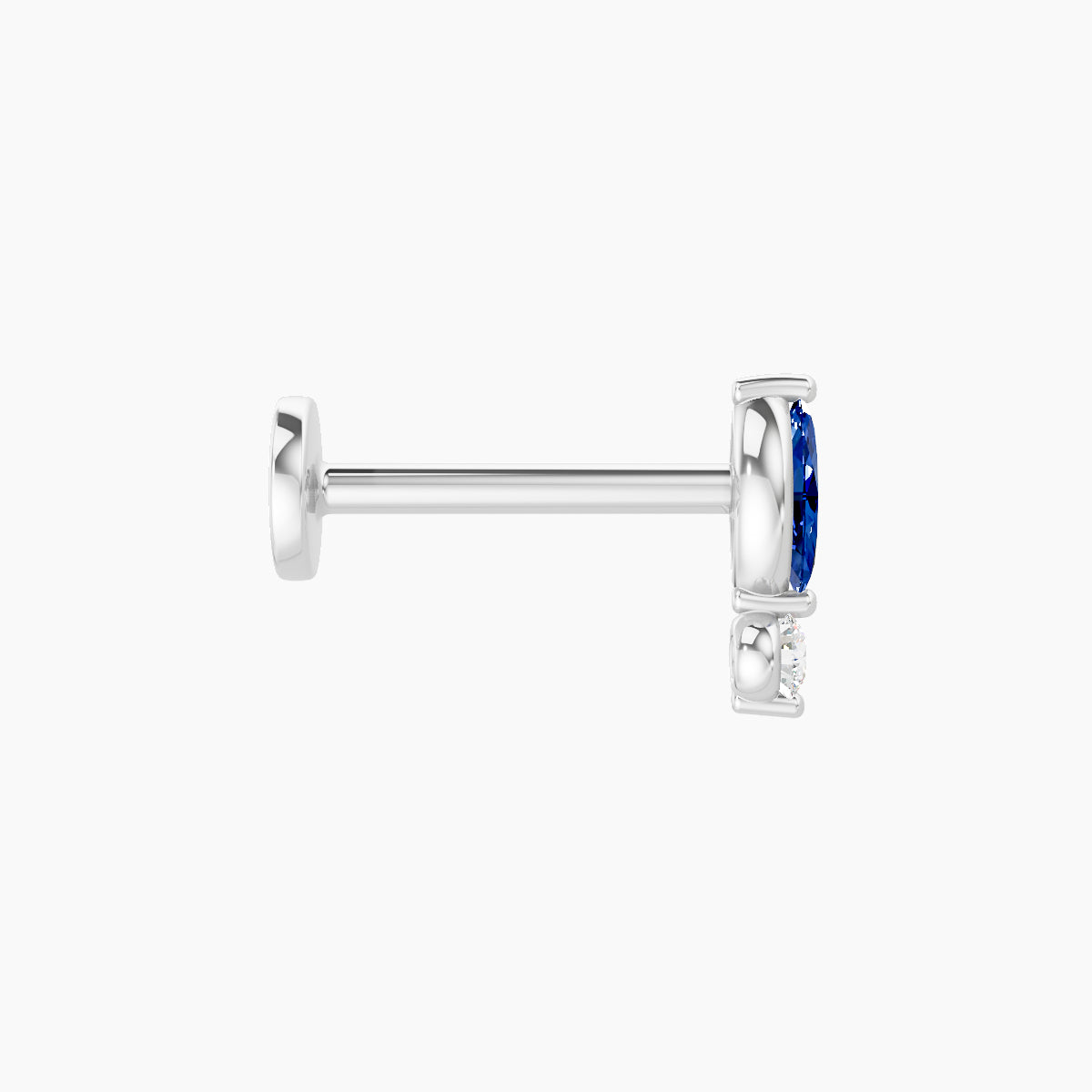 Thea | 18k White Gold 8 mm 7 mm Sapphire & Diamond Nose Piercing