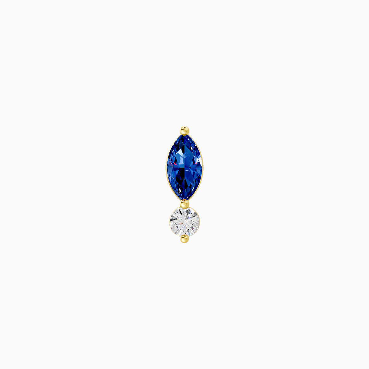 Thea | 18k Yellow Gold 8 mm 7 mm Sapphire & Diamond Nose Piercing