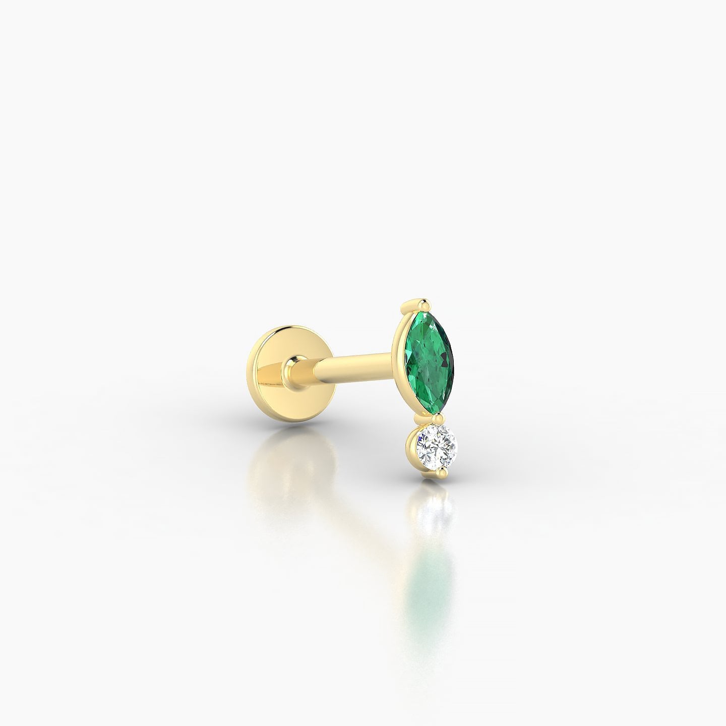 Thea | 18k Yellow Gold 8 mm 7 mm Emerald & Diamond Nose Piercing