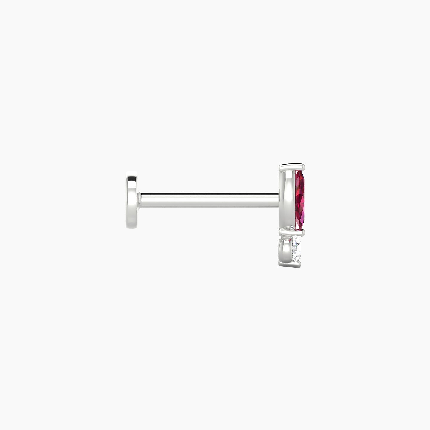 Thea | 18k White Gold 8 mm 7 mm Ruby & Diamond Nose Piercing