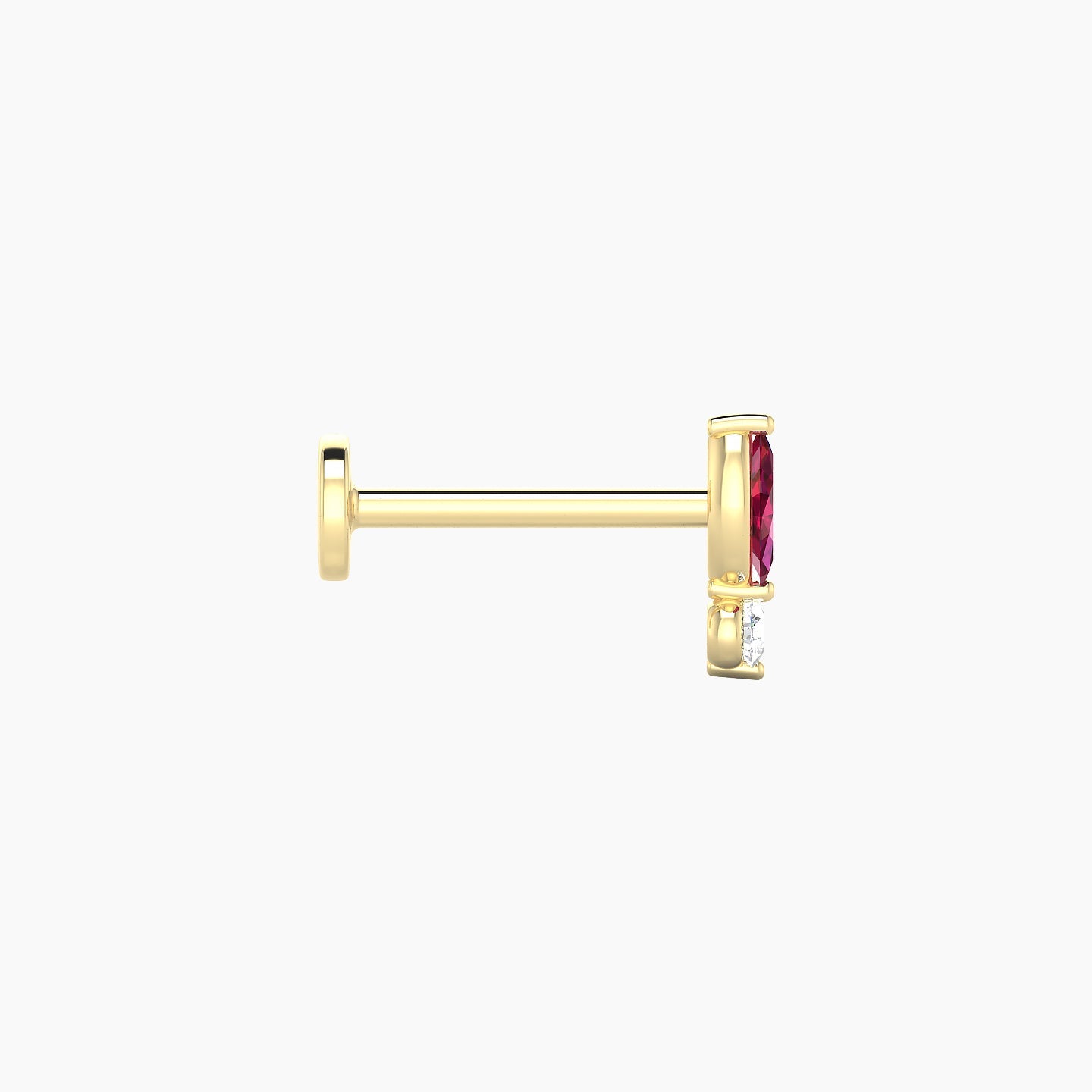 Thea | 18k Yellow Gold 8 mm 7 mm Ruby & Diamond Nose Piercing