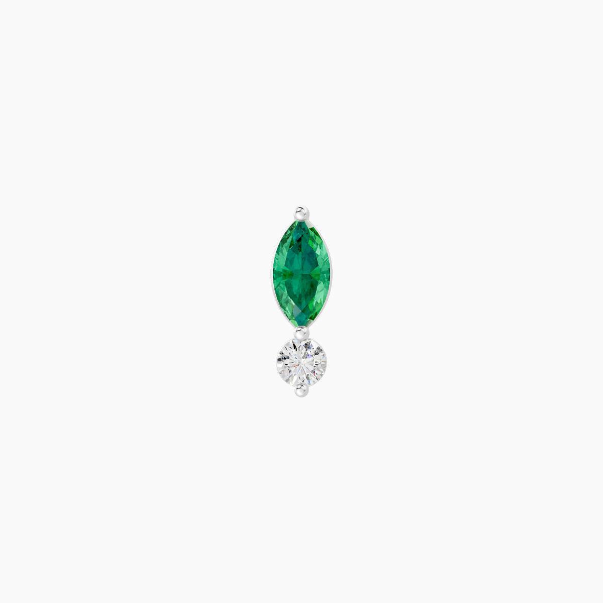 Thea | 18k White Gold 8 mm 7 mm Emerald & Diamond Piercing