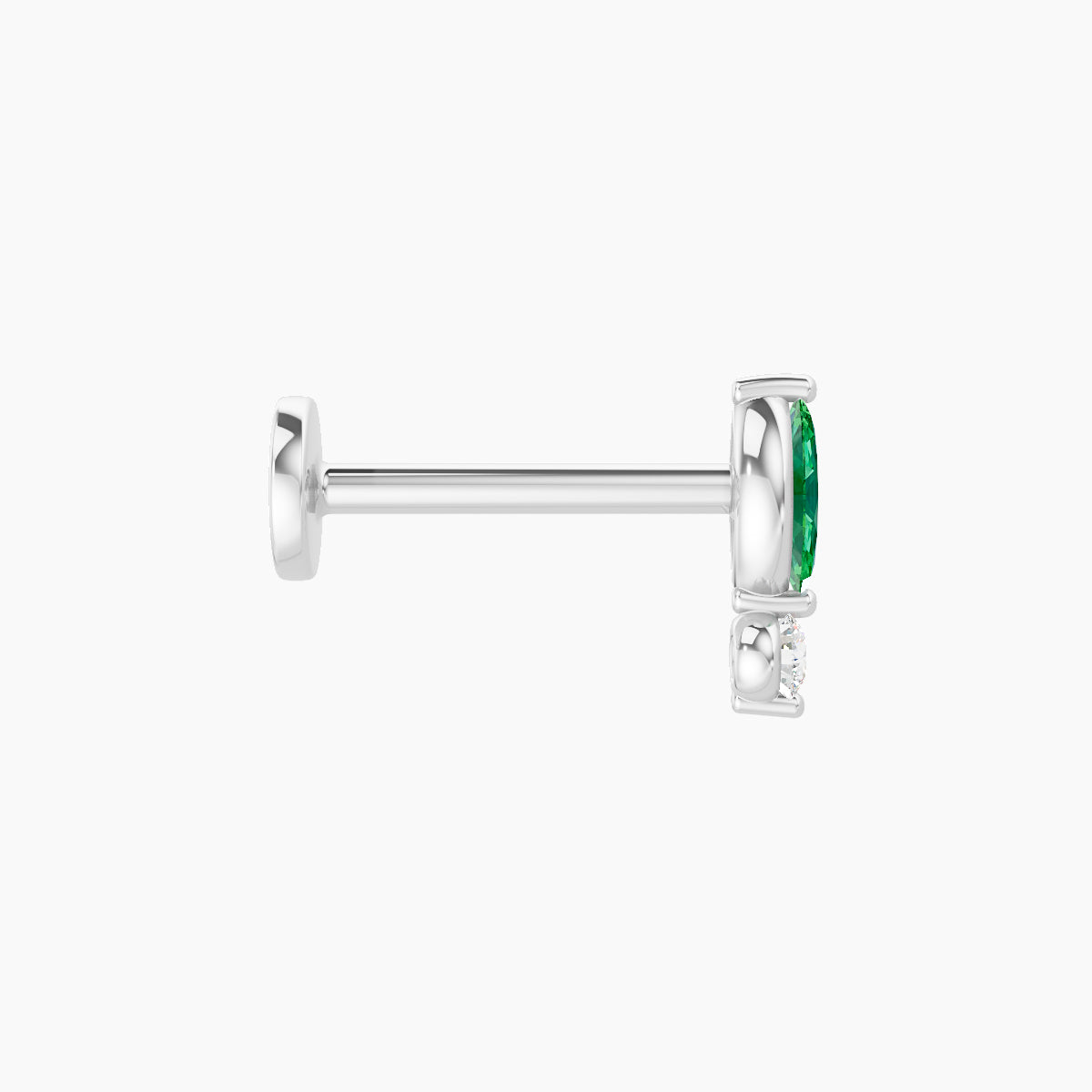 Thea | 18k White Gold 8 mm 7 mm Emerald & Diamond Piercing