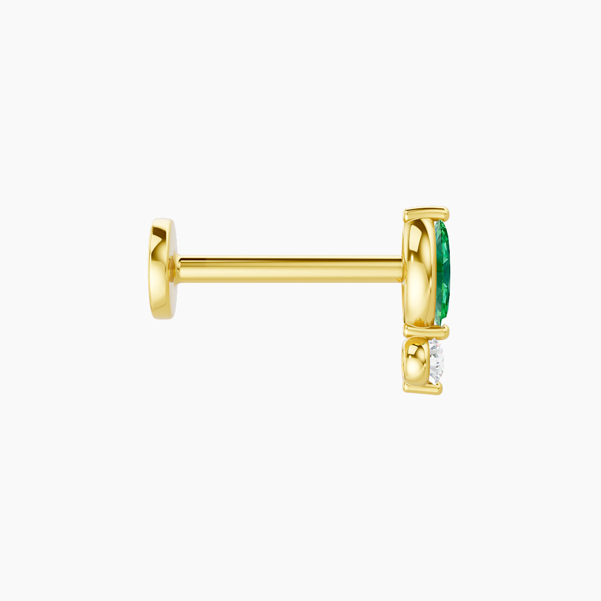 Thea | 18k Yellow Gold 8 mm 7 mm Emerald & Diamond Piercing