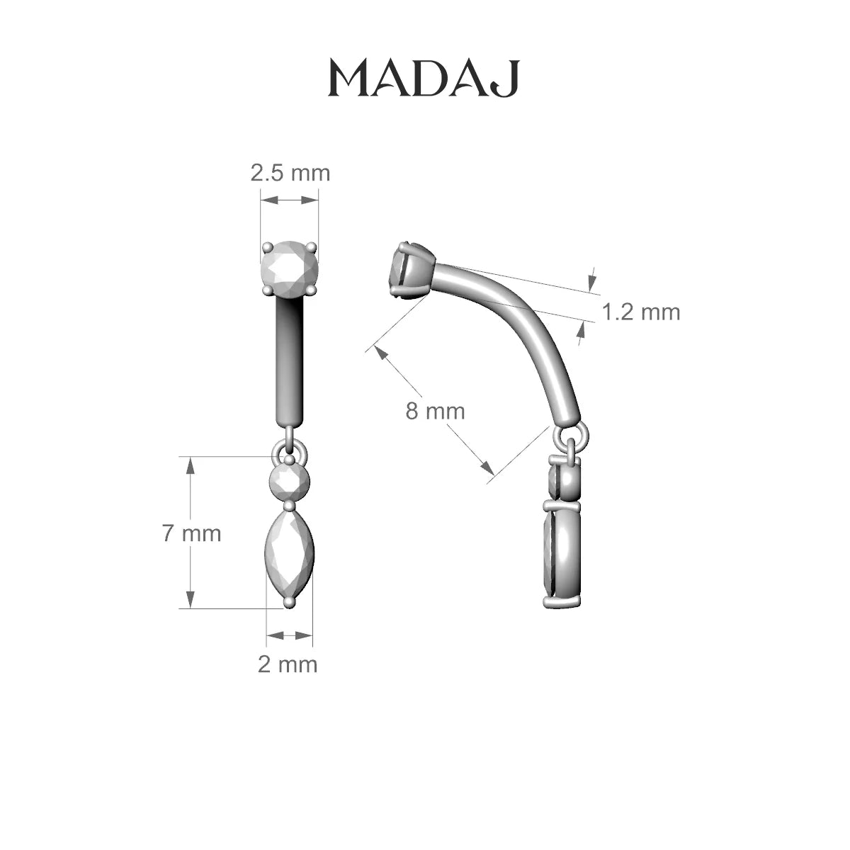 Thea | 18k Yellow Gold 8 mm Diamond Rook Piercing