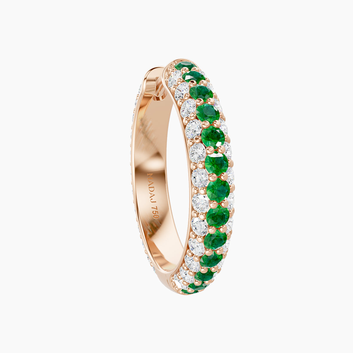 Theia | 18k Rose Gold 11 mm Pave Emerald & Diamond Hoop Piercing