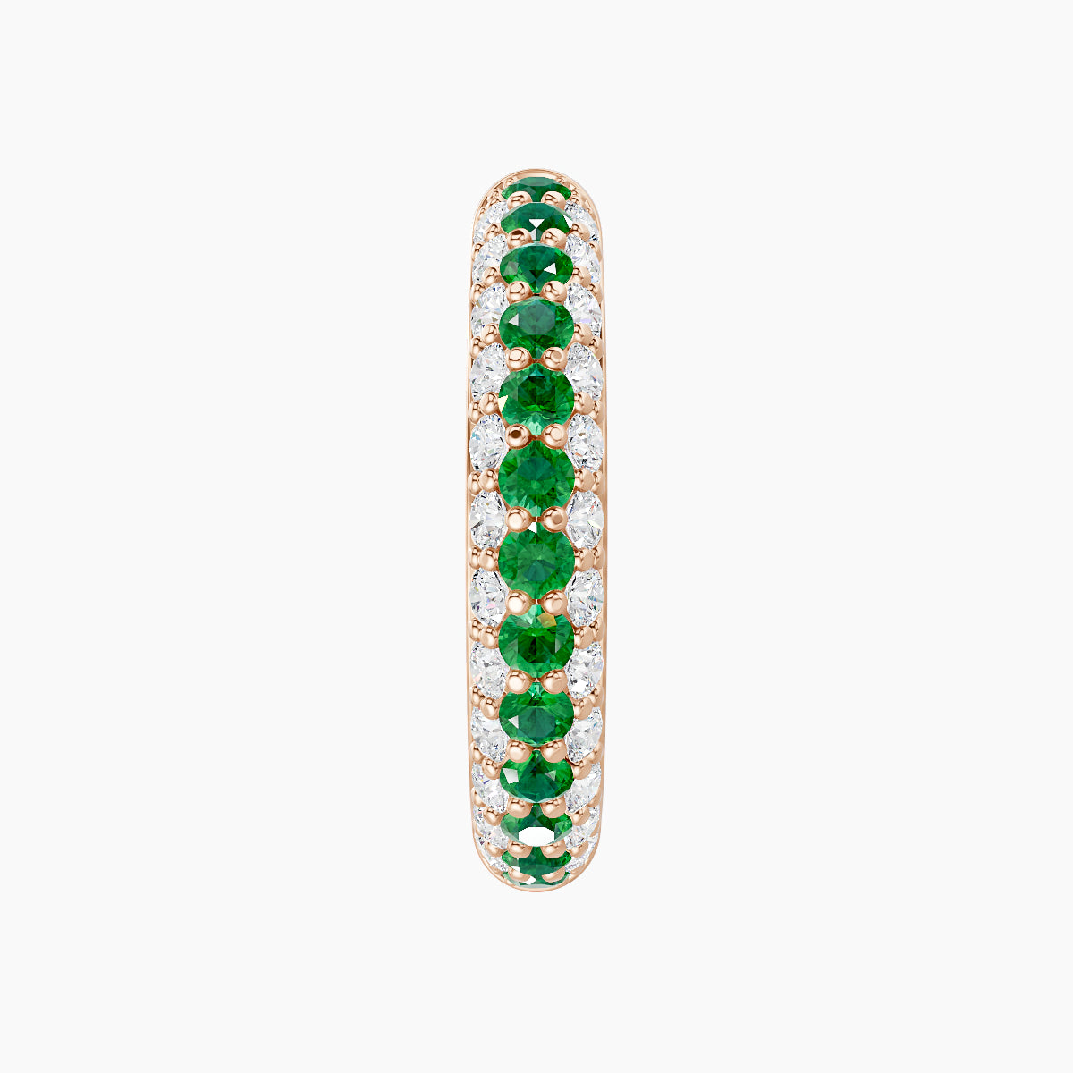 Theia | 18k Rose Gold 11 mm Pave Emerald & Diamond Hoop Piercing