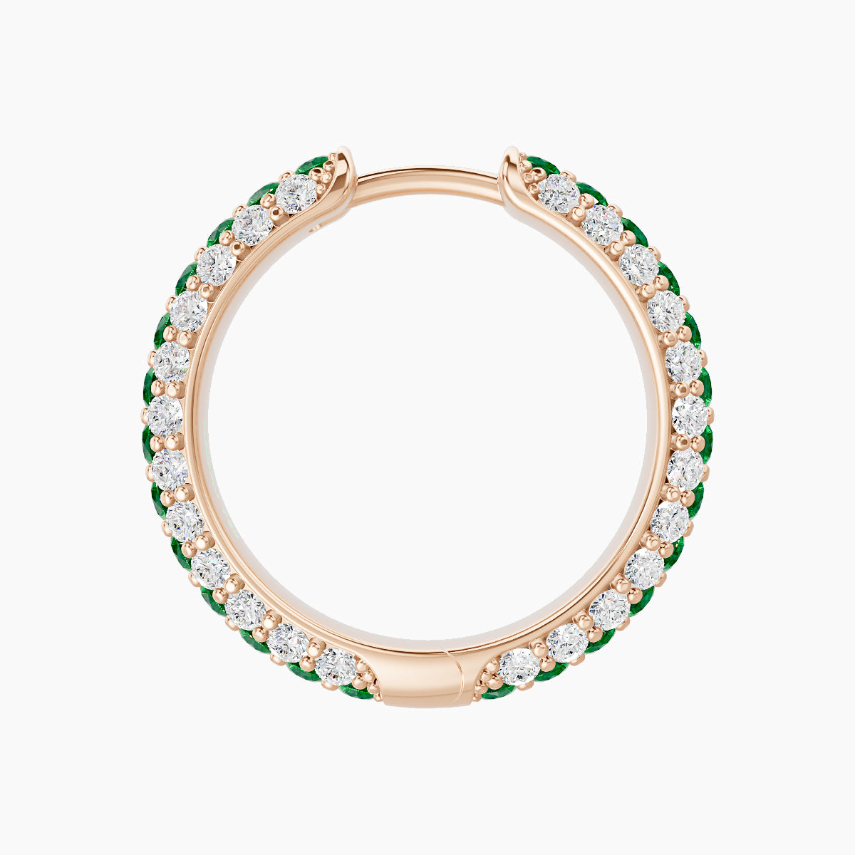 Theia | 18k Rose Gold 11 mm Pave Emerald & Diamond Hoop Piercing