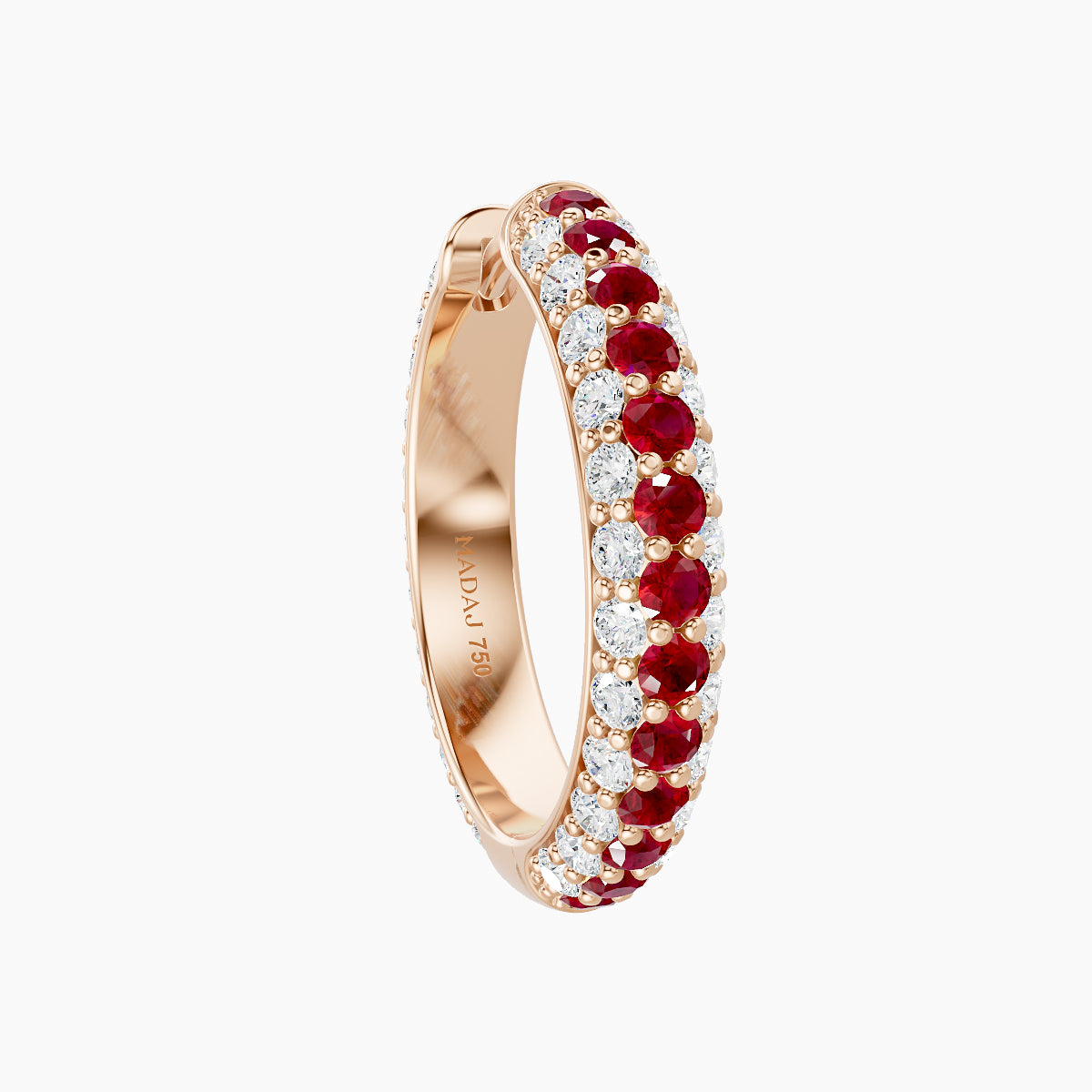 Theia | 18k Rose Gold 11 mm Pave Ruby & Diamond Hoop Piercing