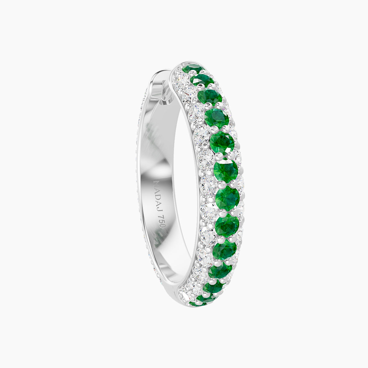 Theia | 18k White Gold 11 mm Pave Emerald & Diamond Hoop Piercing