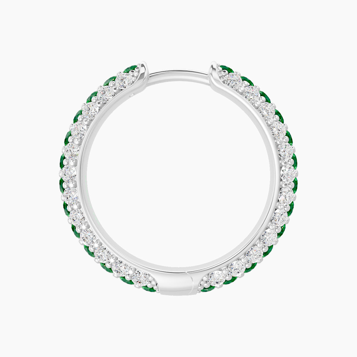 Theia | 18k White Gold 11 mm Pave Emerald & Diamond Hoop Piercing