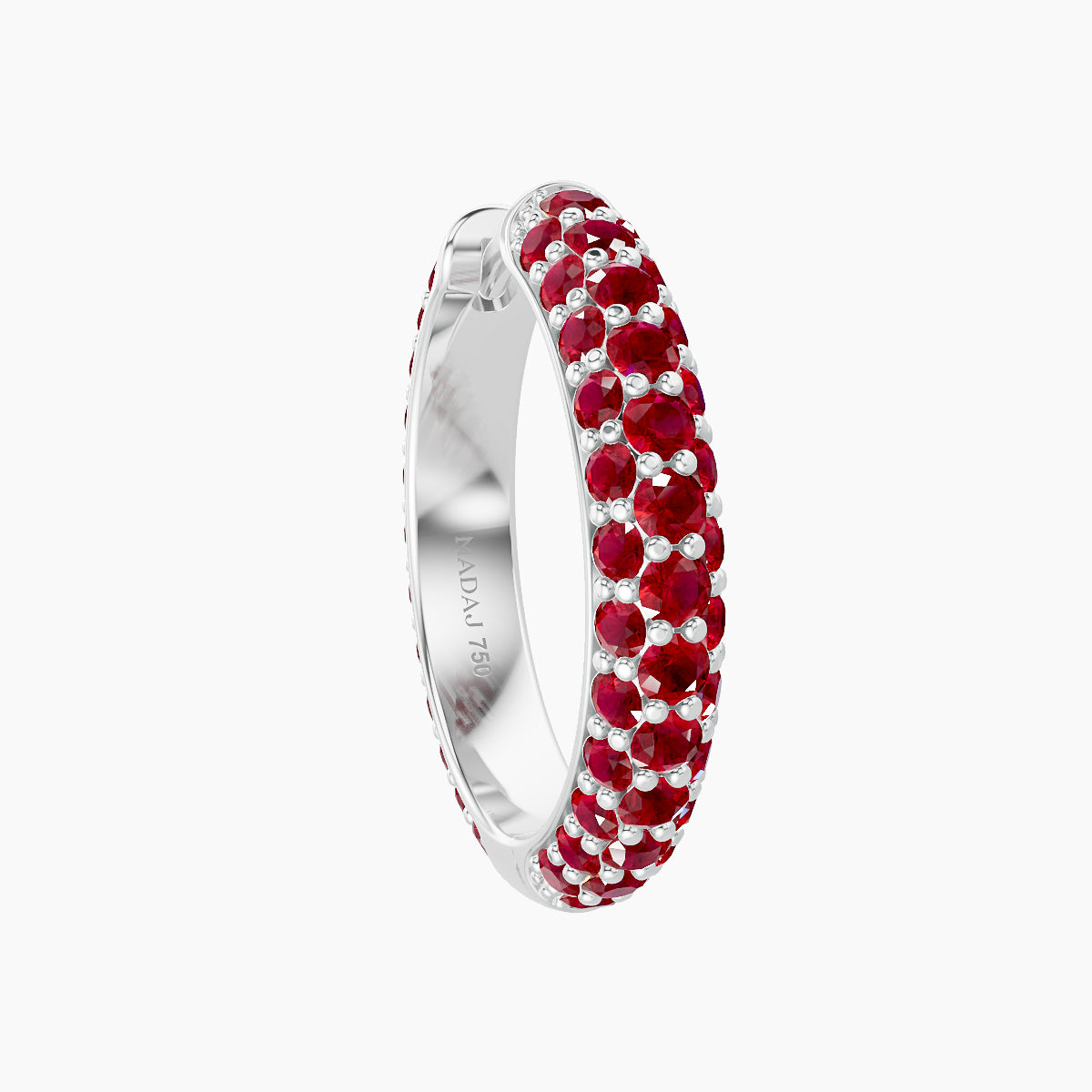 Theia | 18k White Gold 11 mm Pave Ruby Hoop Piercing