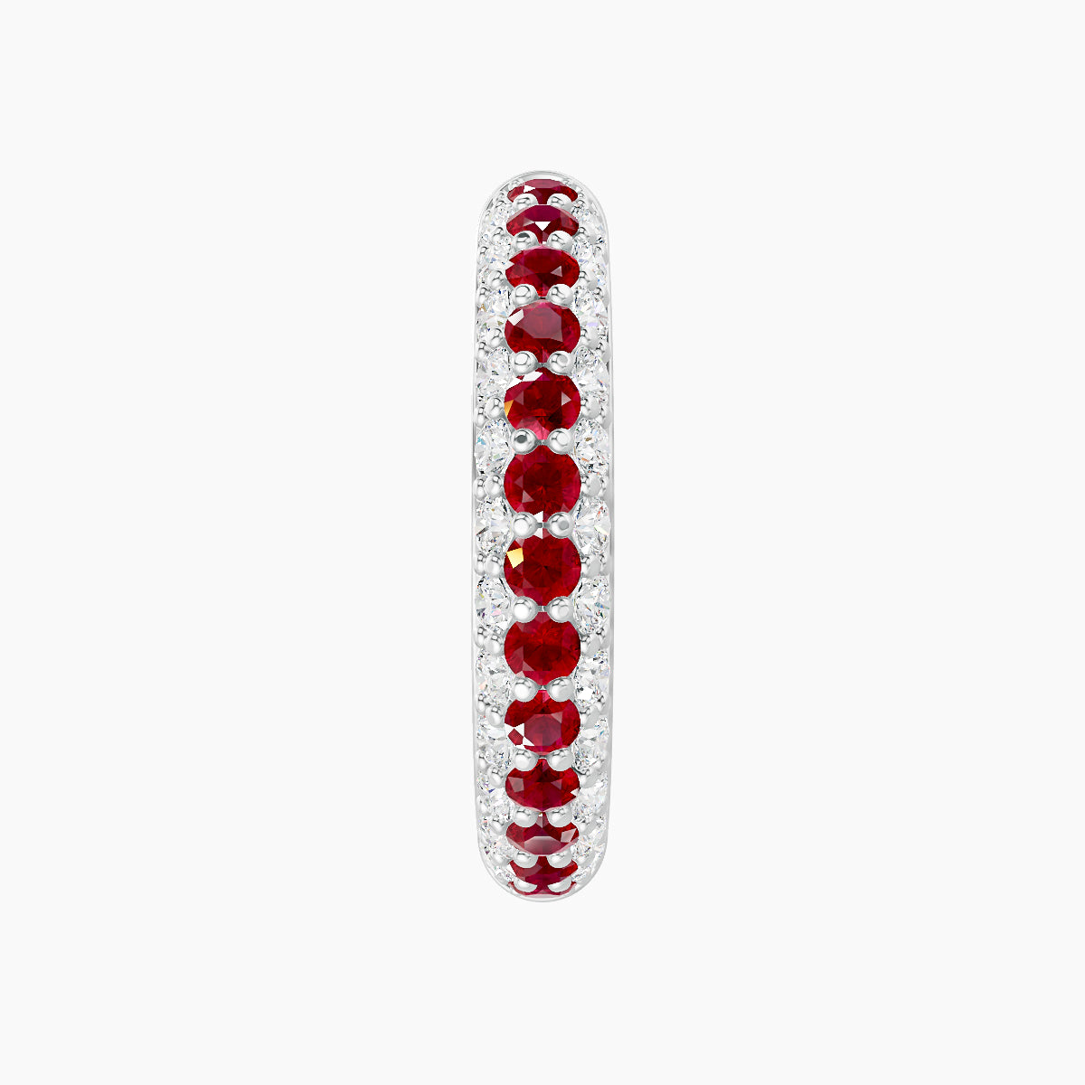 Theia | 18k White Gold 11 mm Pave Ruby & Diamond Hoop Piercing