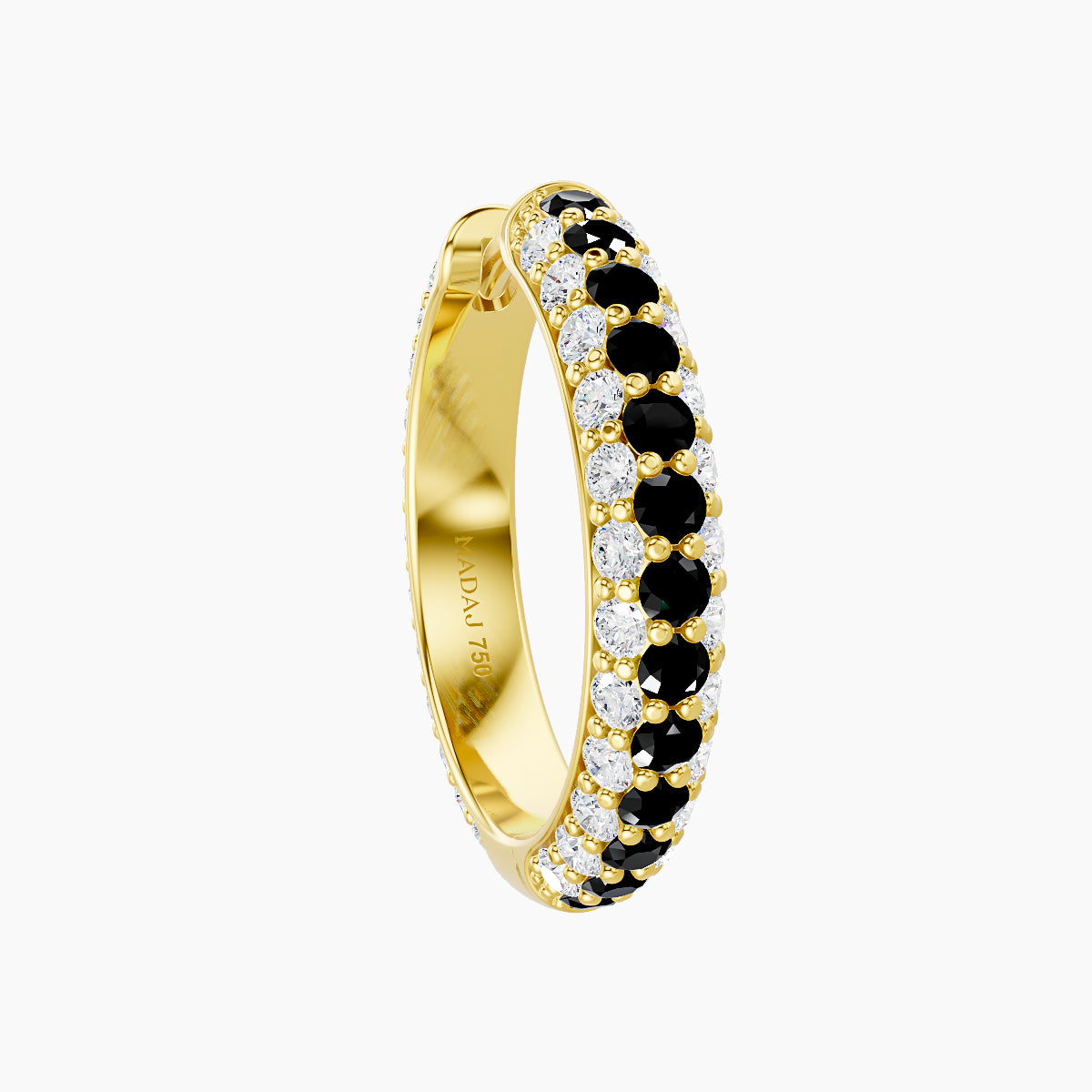Theia | 18k Yellow Gold 11 mm Pave Black Diamond & Diamond Hoop Piercing