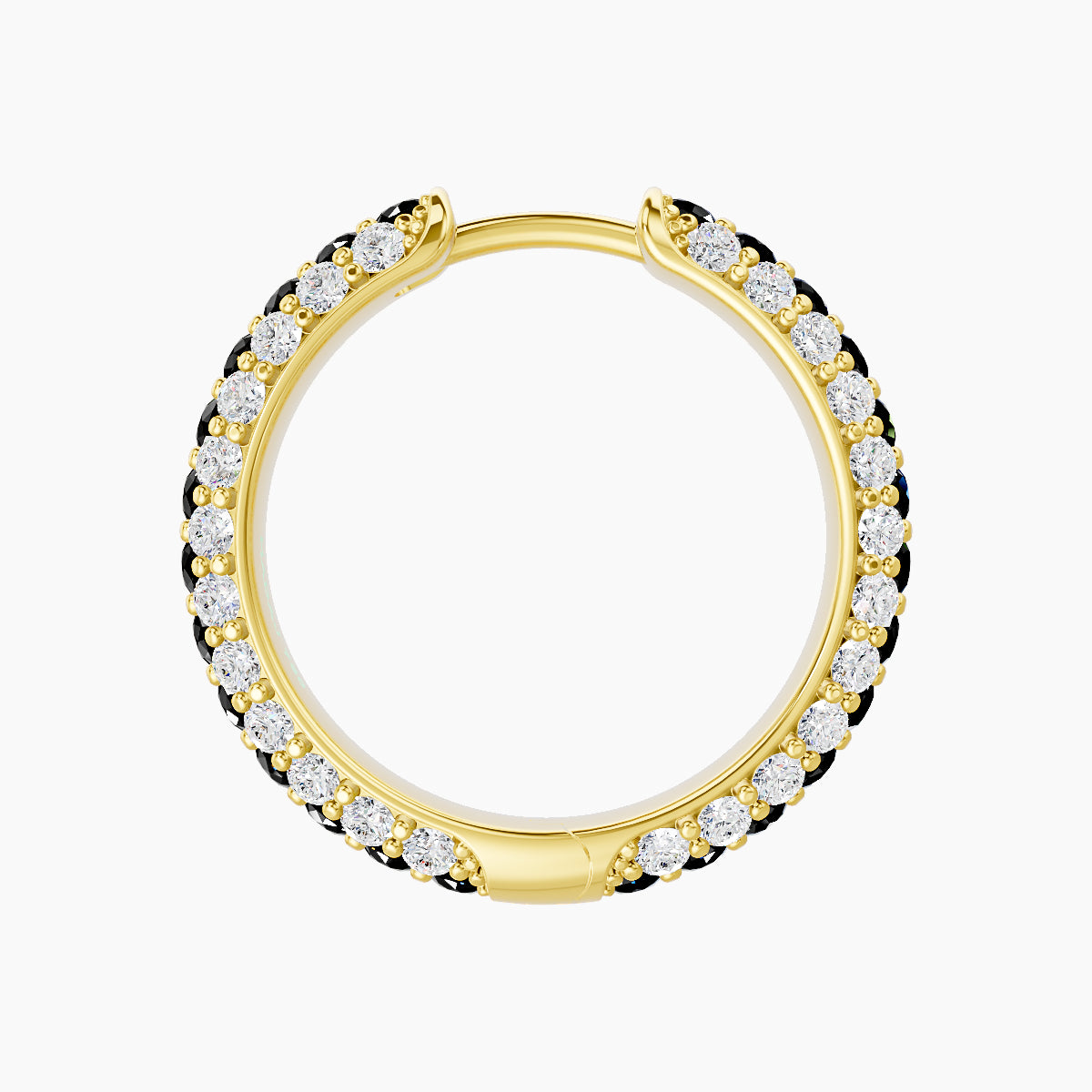 Theia | 18k Yellow Gold 11 mm Pave Black Diamond & Diamond Hoop Piercing