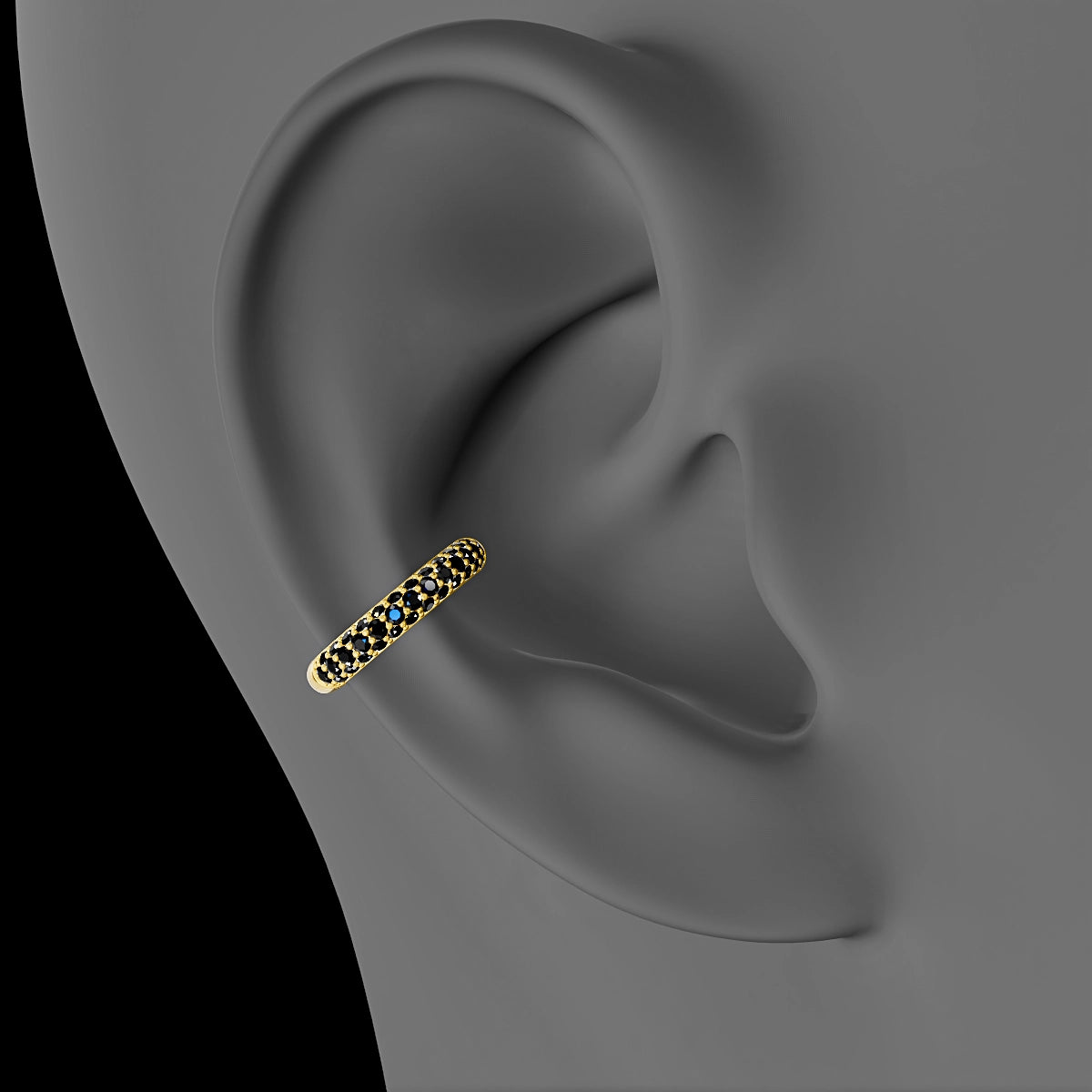 Theia | 18k Yellow Gold 11 mm Pave Black Diamond Hoop Piercing