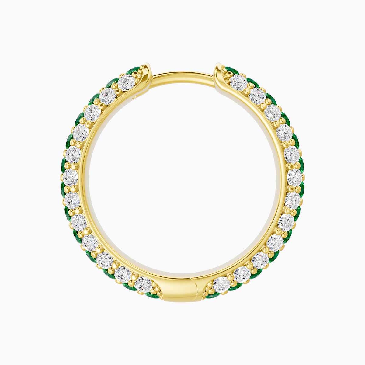 Theia | 18k Yellow Gold 11 mm Pave Emerald & Diamond Hoop Piercing