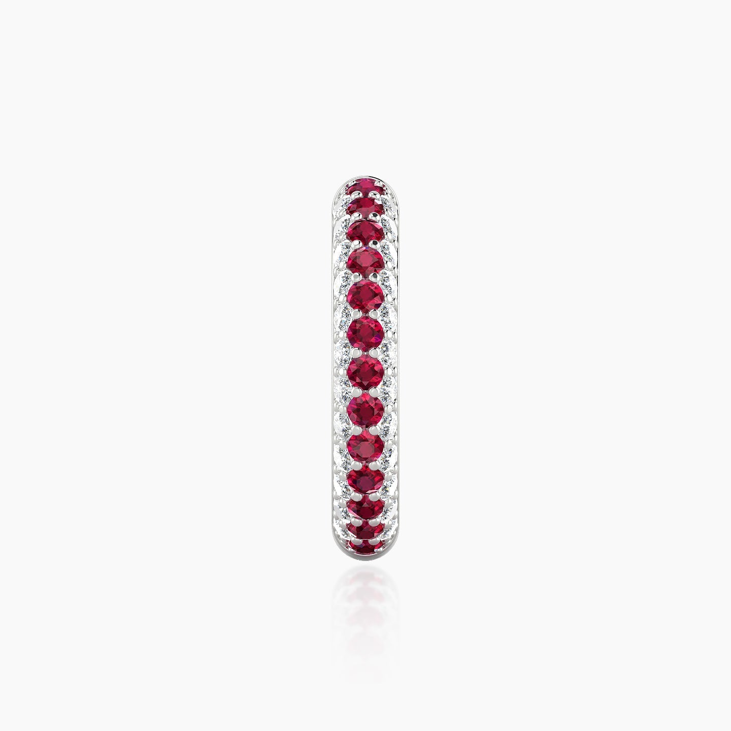Theia | 18k White Gold 11 mm Pave Ruby & Diamond Hoop Piercing