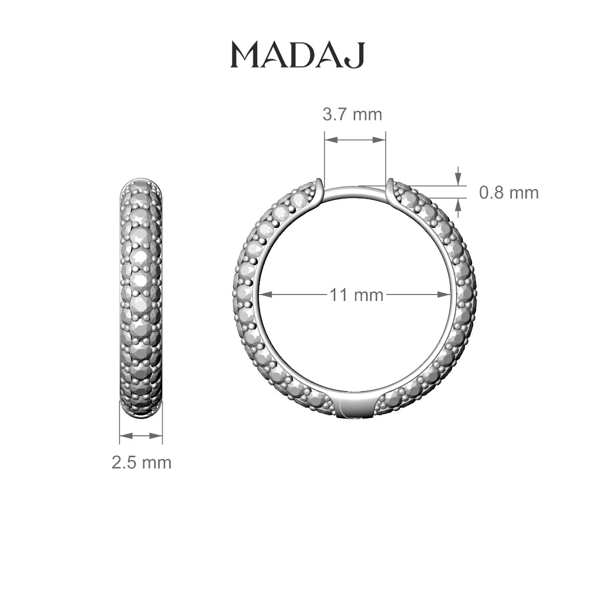 Theia | 18k Rose Gold 11 mm Pave Emerald Hoop Piercing