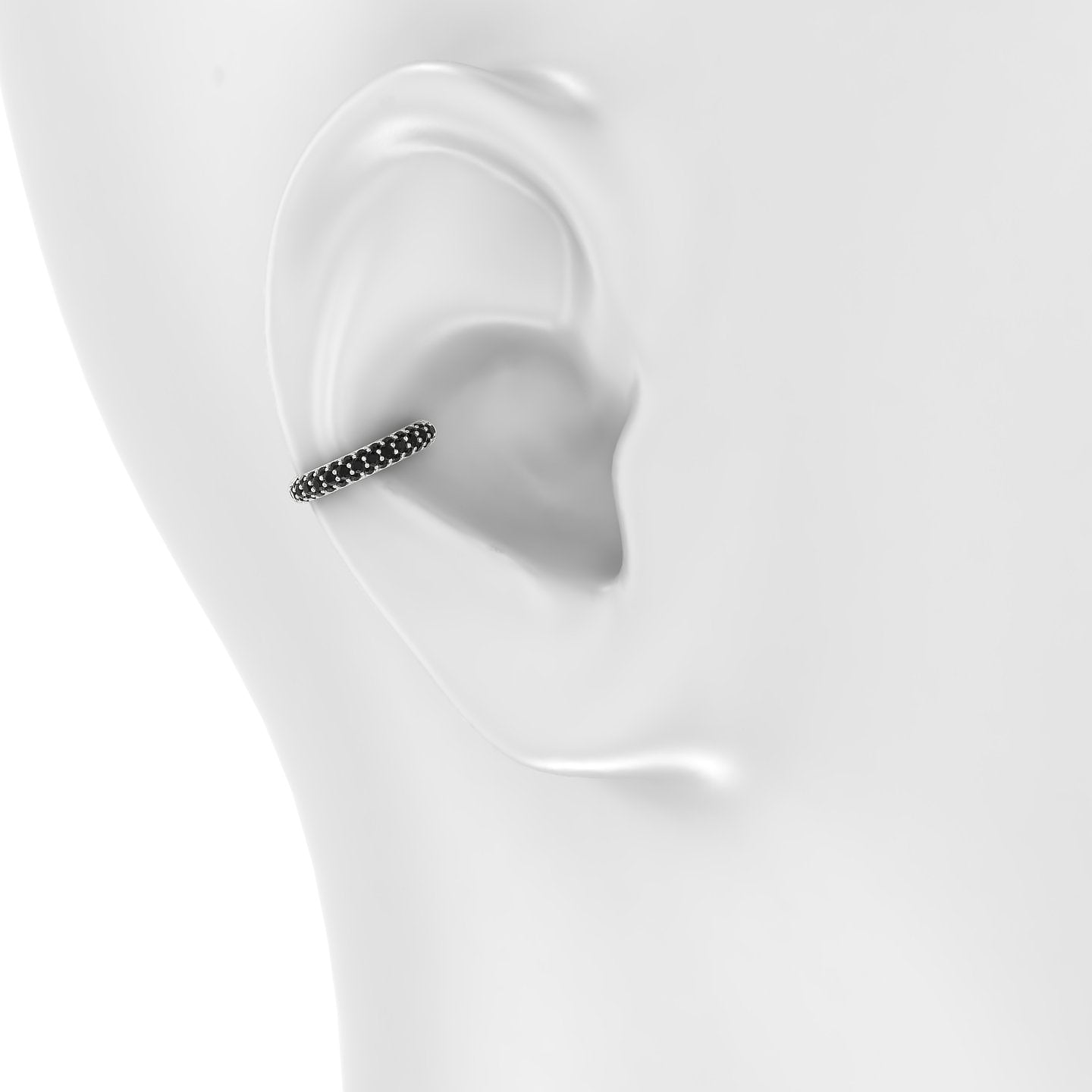 Theia | 18k White Gold 11 mm Pave Black Diamond Hoop Piercing