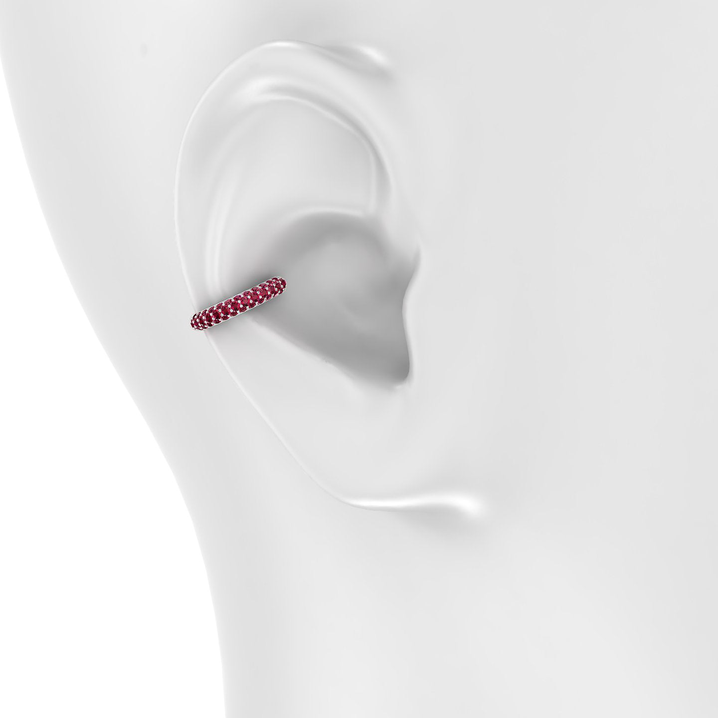 Theia | 18k White Gold 11 mm Pave Ruby Hoop Piercing