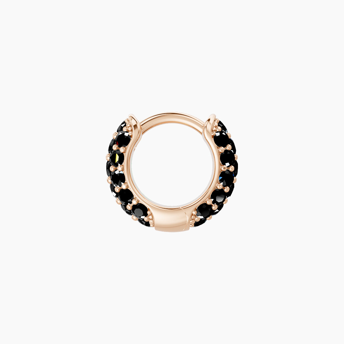 Theia | 18k Rose Gold 5 mm Pave Black Diamond Hoop Piercing