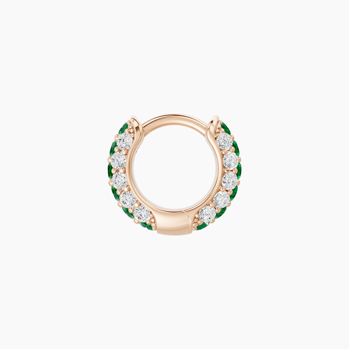 Theia | 18k Rose Gold 5 mm Pave Emerald & Diamond Hoop Piercing