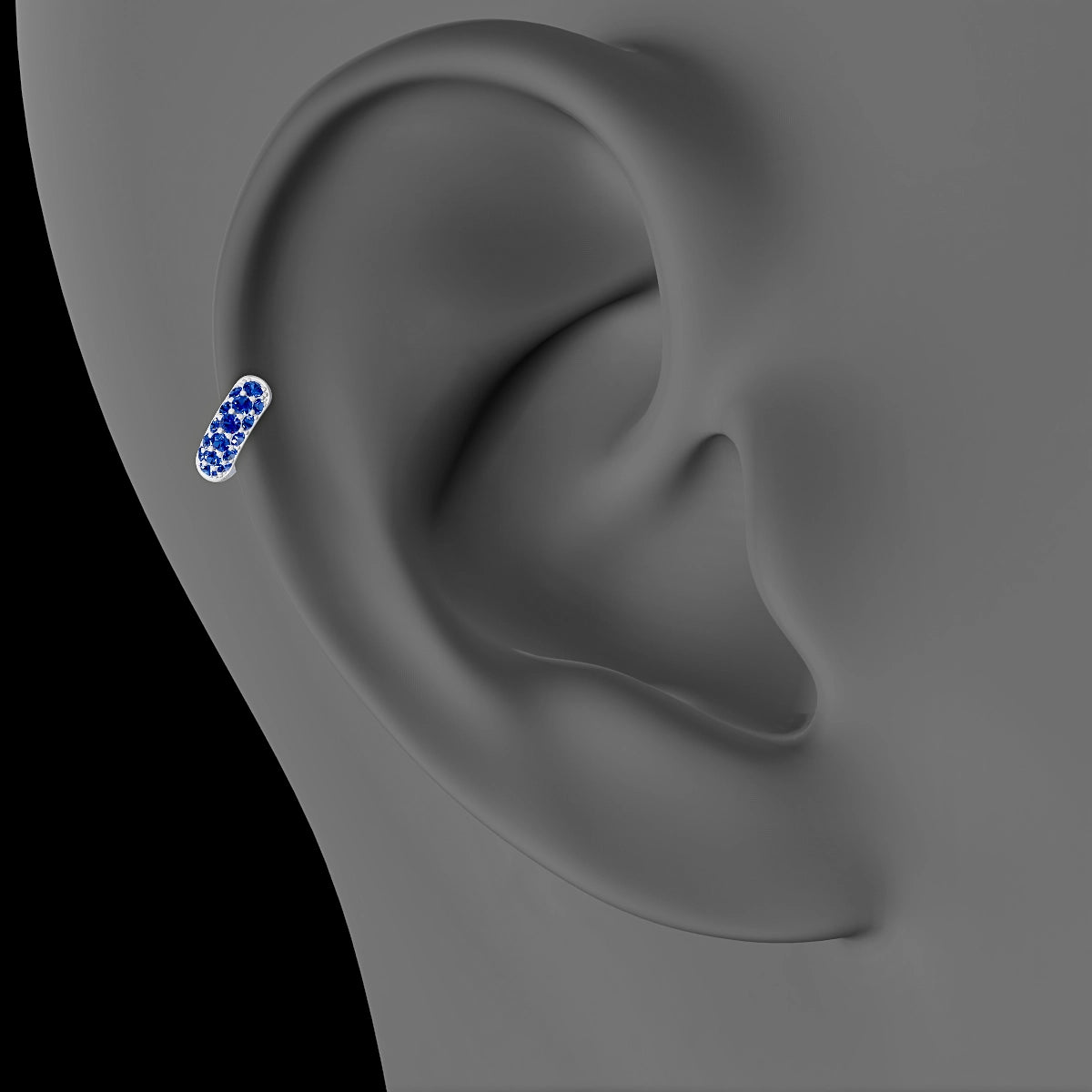 Theia | 18k White Gold 5 mm Pave Sapphire Hoop Piercing